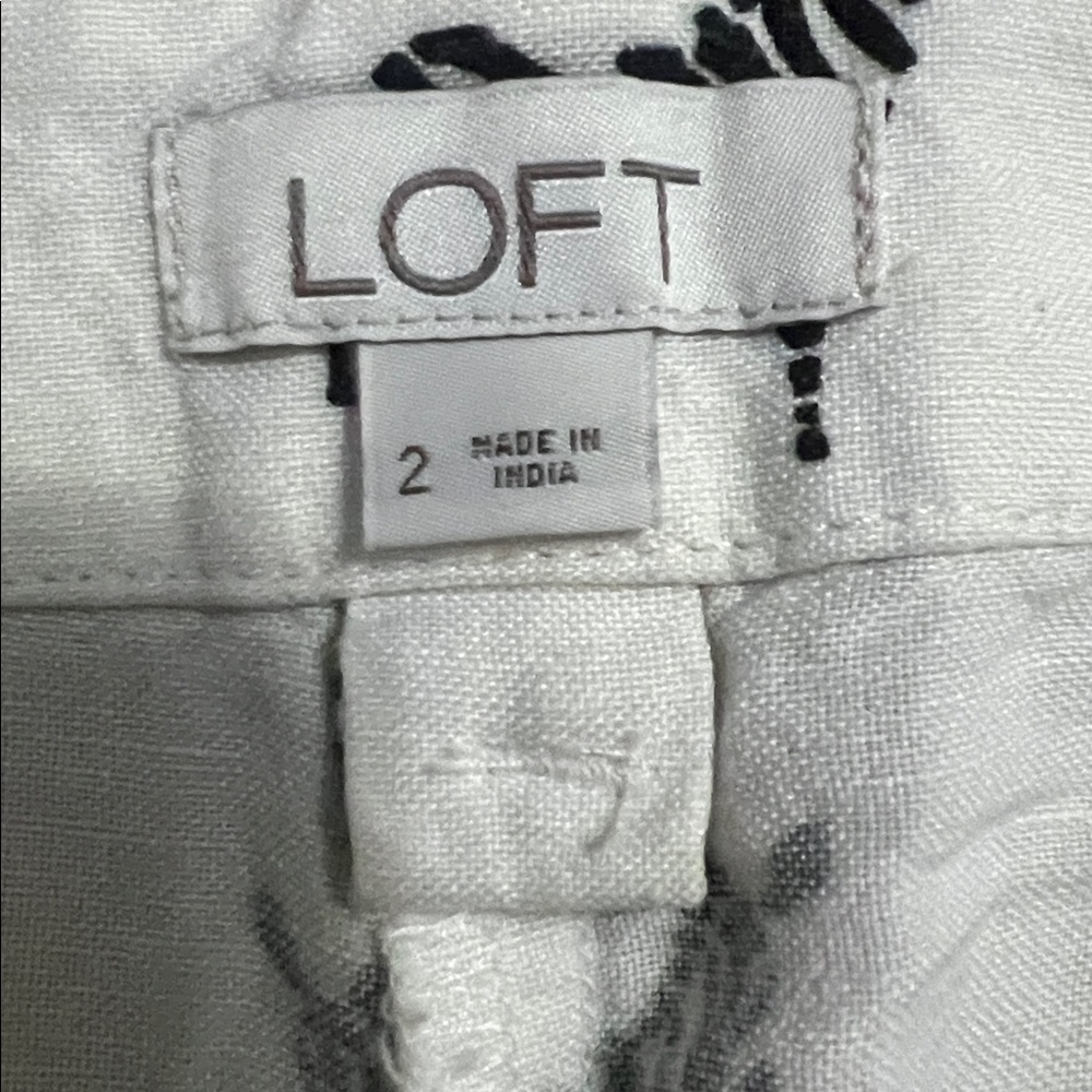 LOFT Zebra Print Linen Blend Shorts Size 2 Black White Safari Resort Summer - Picture 3 of 9
